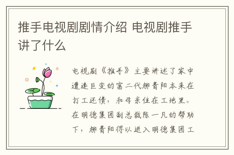 推手电视剧剧情介绍 电视剧推手讲了什么