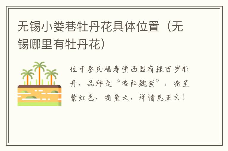 无锡小娄巷牡丹花具体位置(无锡哪里有牡丹花)-九图集