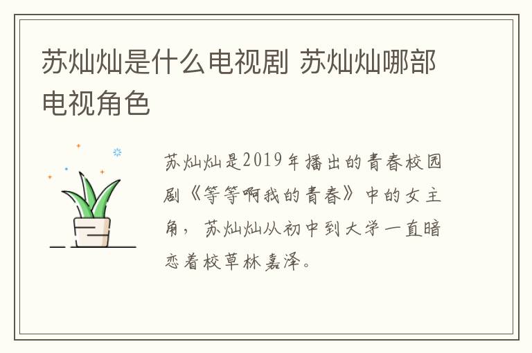 苏灿灿是什么电视剧 苏灿灿哪部电视角色-九图集