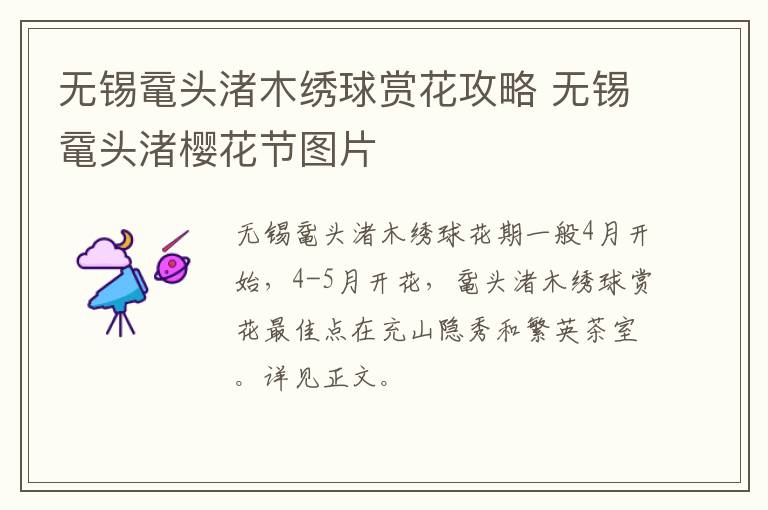 无锡鼋头渚木绣球赏花攻略 无锡鼋头渚樱花节图片-九图集