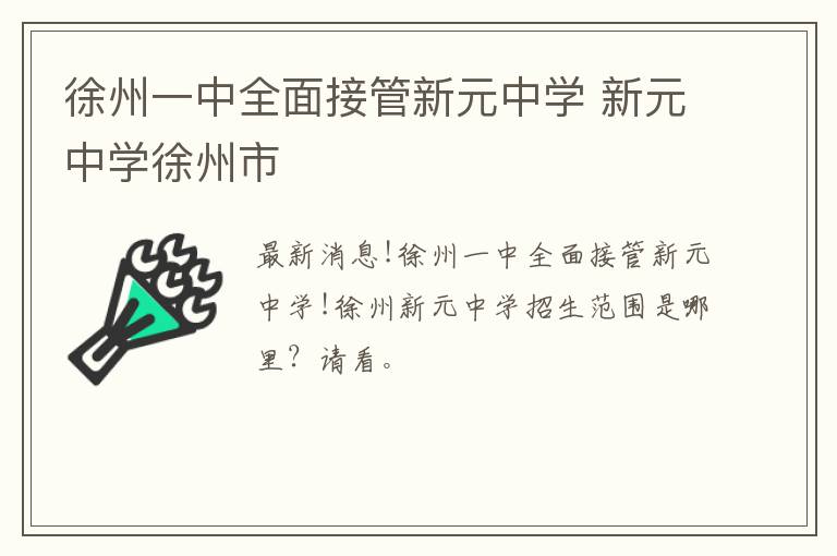 徐州一中全面接管新元中学 新元中学徐州市-九图集