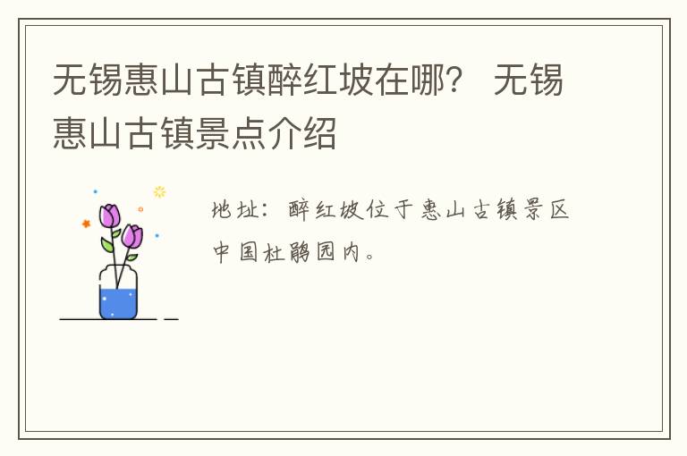 无锡惠山古镇醉红坡在哪? 无锡惠山古镇景点介绍-九图集