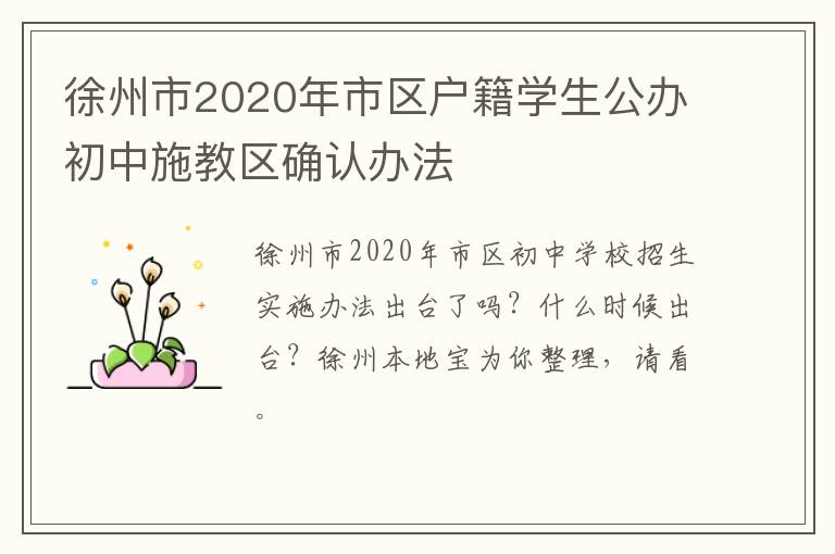 徐州市2020年市区户籍学生公办初中施教区确认办法-九图集