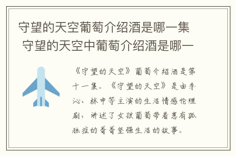 守望的天空葡萄介绍酒是哪一集 守望的天空中葡萄介绍酒是哪一集