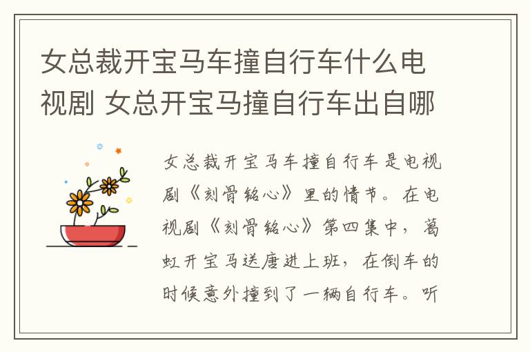 女总裁开宝马车撞自行车什么电视剧 女总开宝马撞自行车出自哪里-九图集