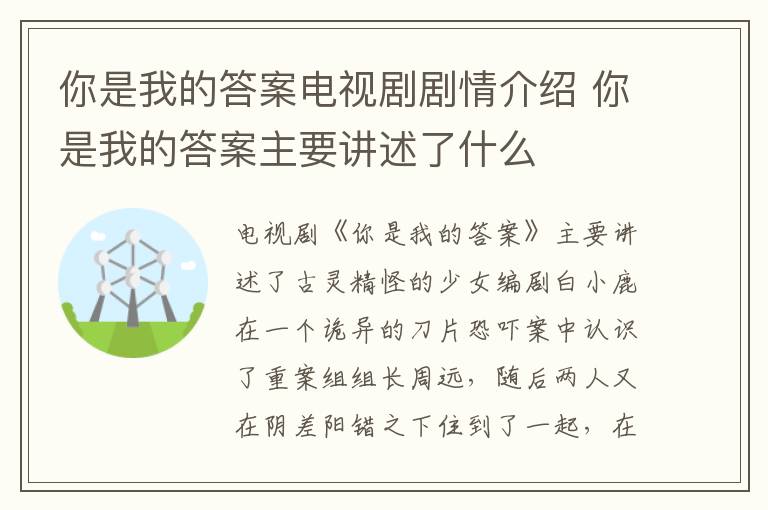 你是我的答案电视剧剧情介绍 你是我的答案主要讲述了什么-九图集