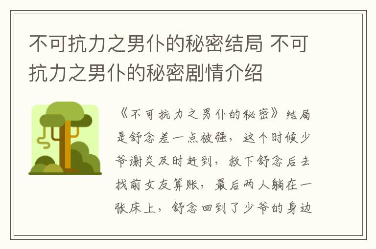 不可抗力之男仆的秘密结局 不可抗力之男仆的秘密剧情介绍-九图集