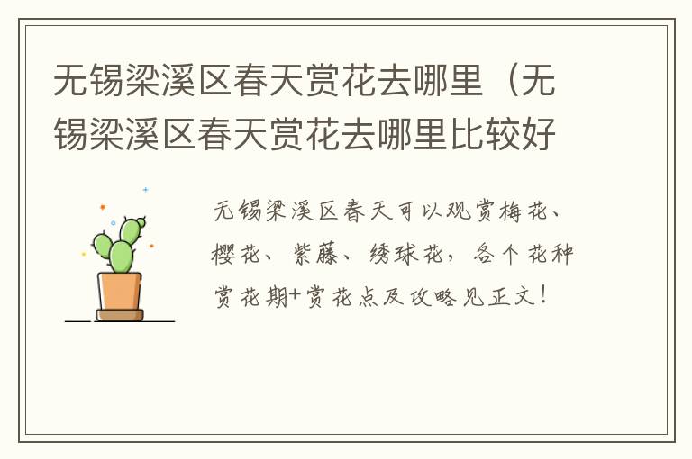 无锡梁溪区春天赏花去哪里(无锡梁溪区春天赏花去哪里比较好)-九图集