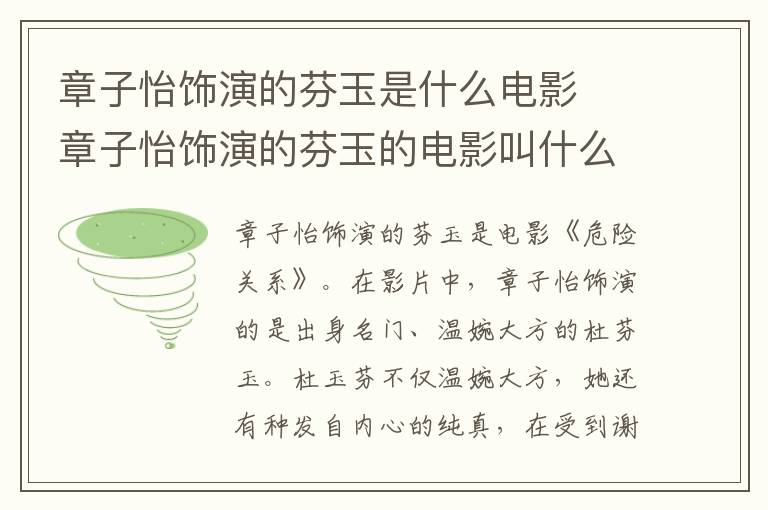 章子怡饰演的芬玉是什么电影  章子怡饰演的芬玉的电影叫什么-九图集
