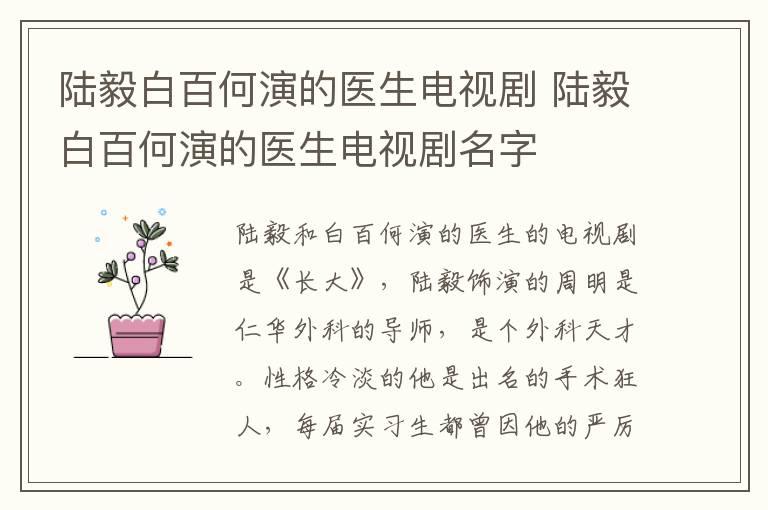 陆毅白百何演的医生电视剧 陆毅白百何演的医生电视剧名字-九图集