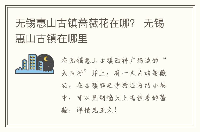 无锡惠山古镇蔷薇花在哪？ 无锡惠山古镇在哪里-九图集