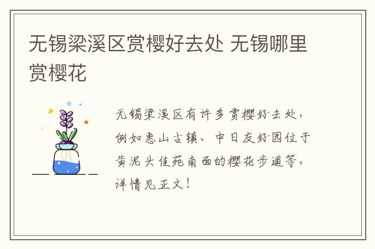 无锡梁溪区赏樱好去处 无锡哪里赏樱花