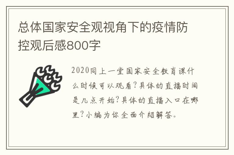 总体国家安全观视角下的疫情防控观后感800字-九图集