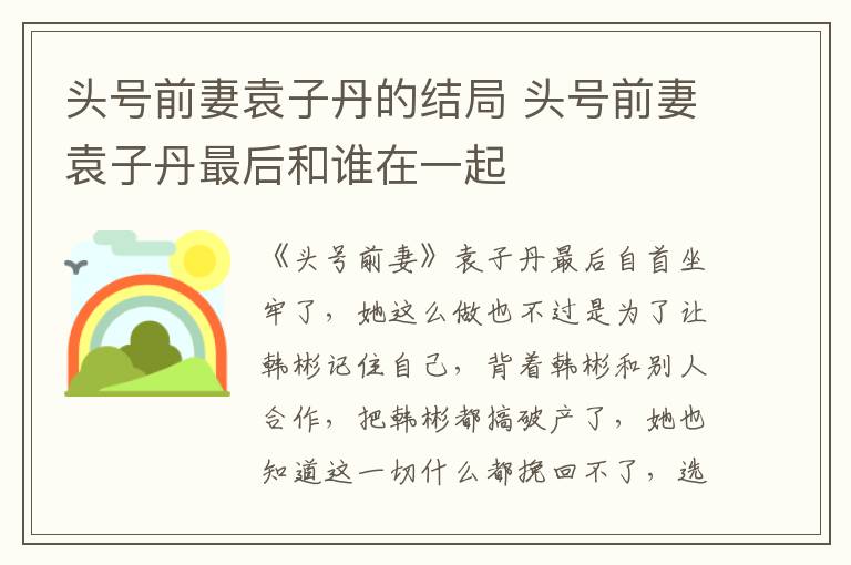 头号前妻袁子丹的结局 头号前妻袁子丹最后和谁在一起-九图集