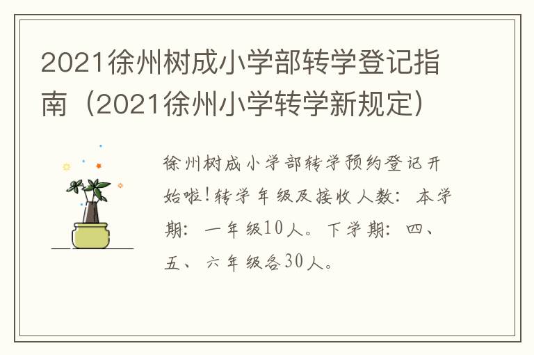 2021徐州树成小学部转学登记指南(2021徐州小学转学新规定)-九图集