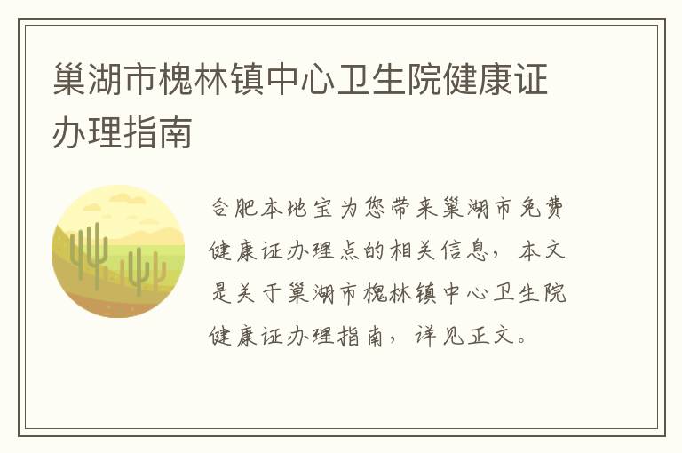 巢湖市槐林镇中心卫生院健康证办理指南-九图集