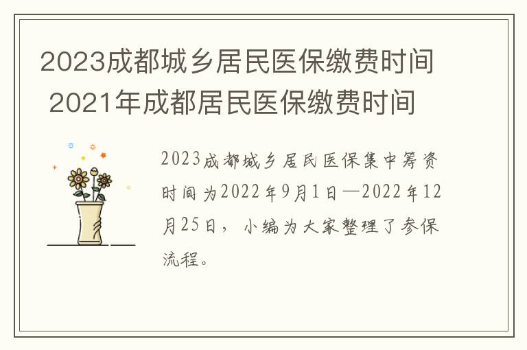 2023成都城乡居民医保缴费时间 2021年成都居民医保缴费时间