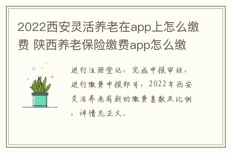 2022西安灵活养老在app上怎么缴费 陕西养老保险缴费app怎么缴费-九图集