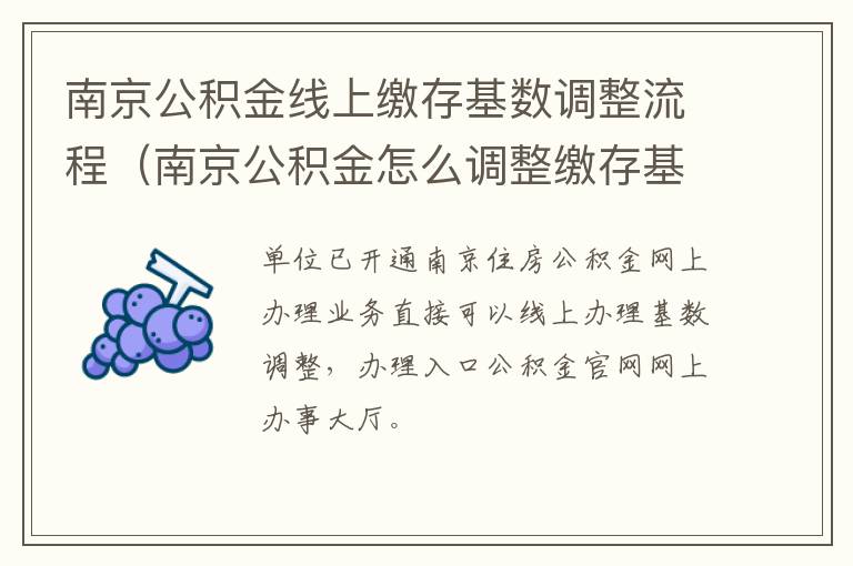 南京公积金线上缴存基数调整流程（南京公积金怎么调整缴存基数）-九图集
